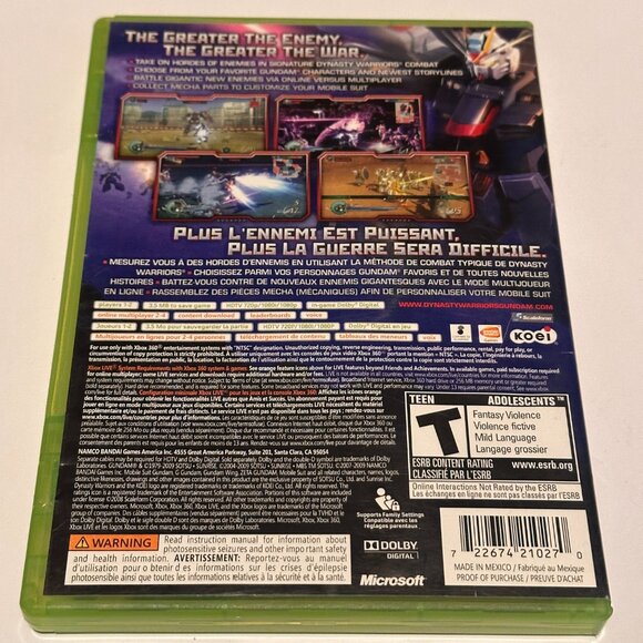 Gundam Dynasty Warriors 2 Xbox 360 Complete in Box With Manuals - Picture 2 of 3